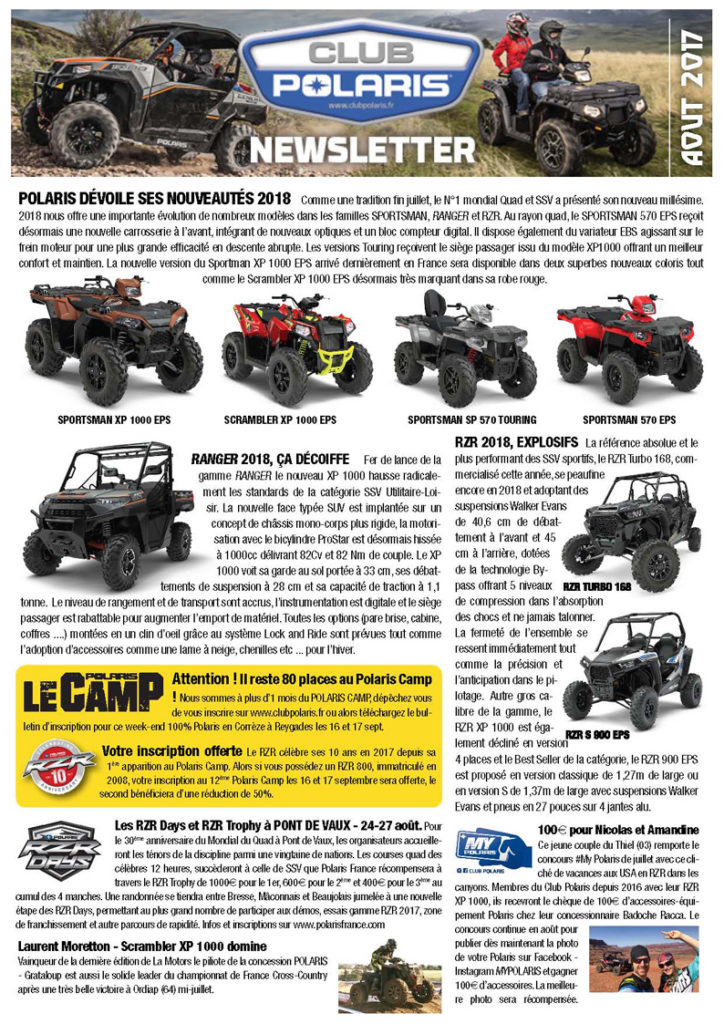 Newsletter d’Août 2017