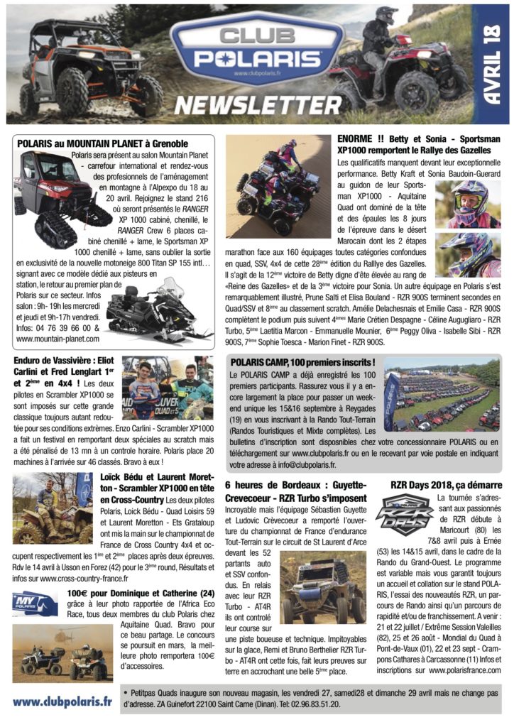 La Newsletter d’Avril est parue