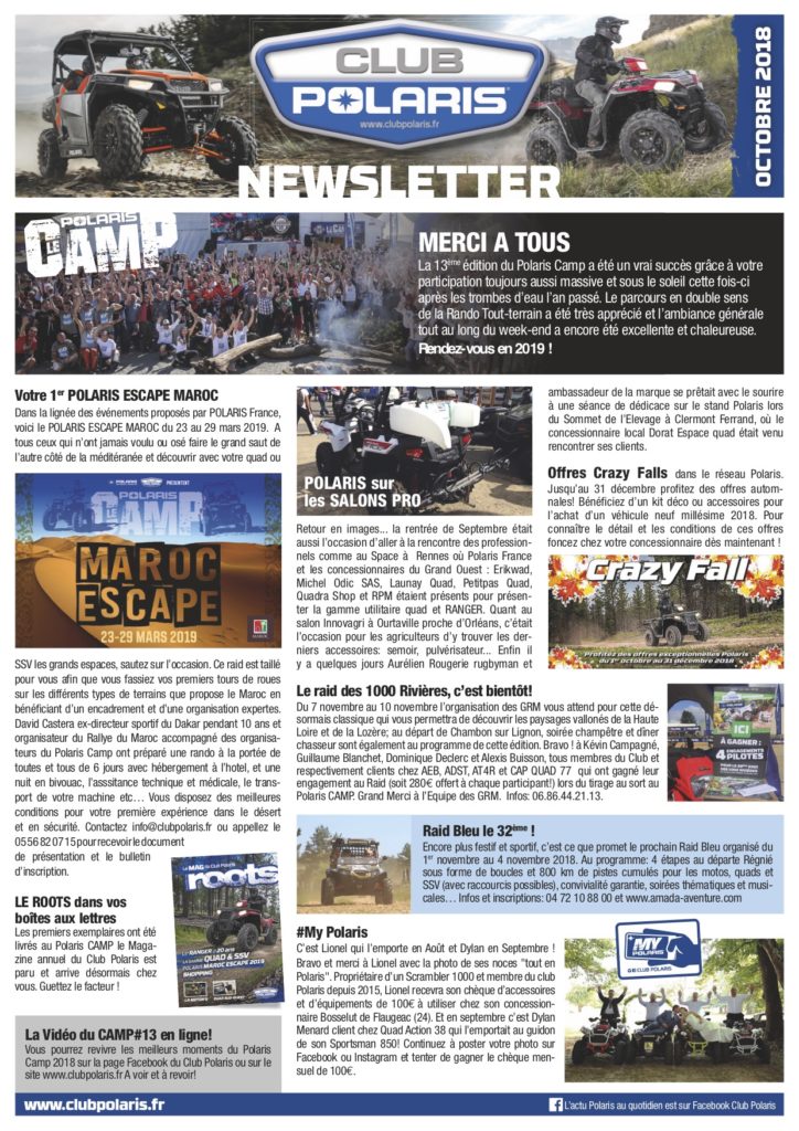 Newsletter d’Octobre 2018