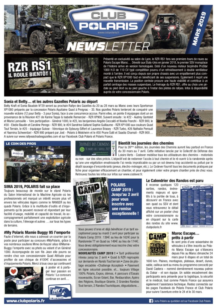 La Newsletter de mars est sortie