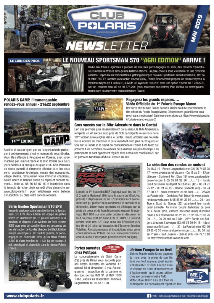 La Newsletter de Mai est parue!