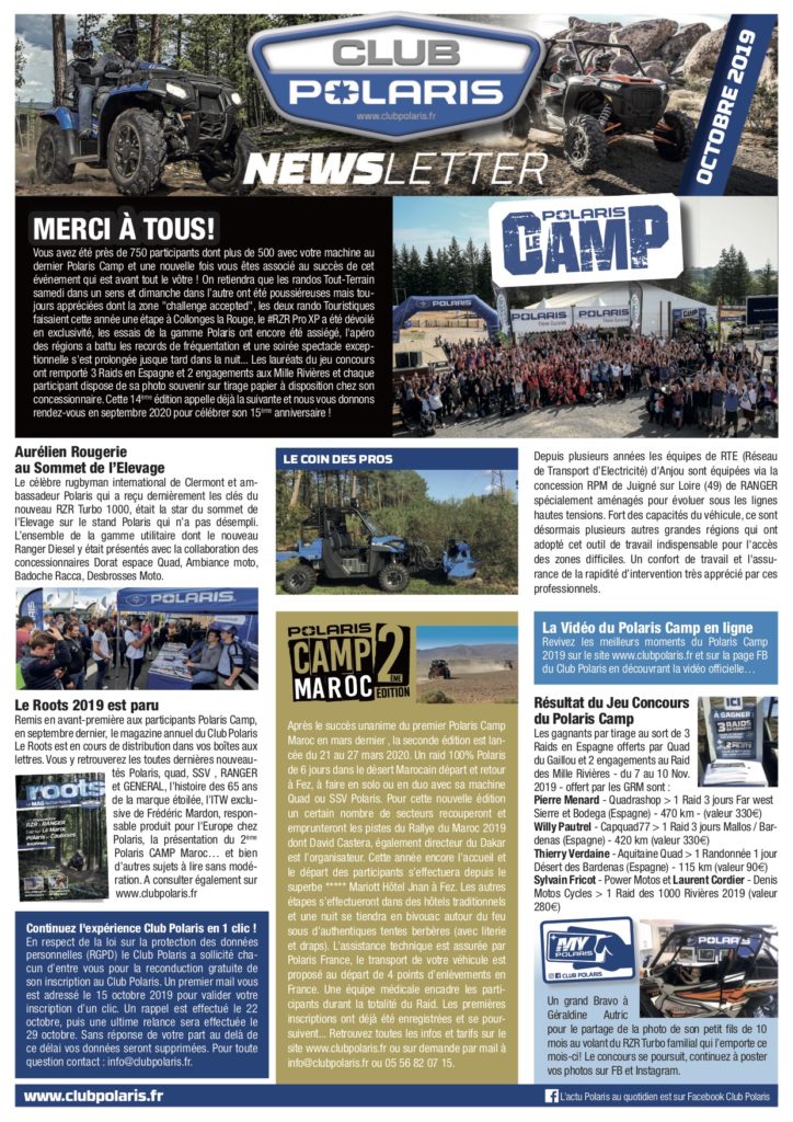 La Newsletter d’octobre est parue!