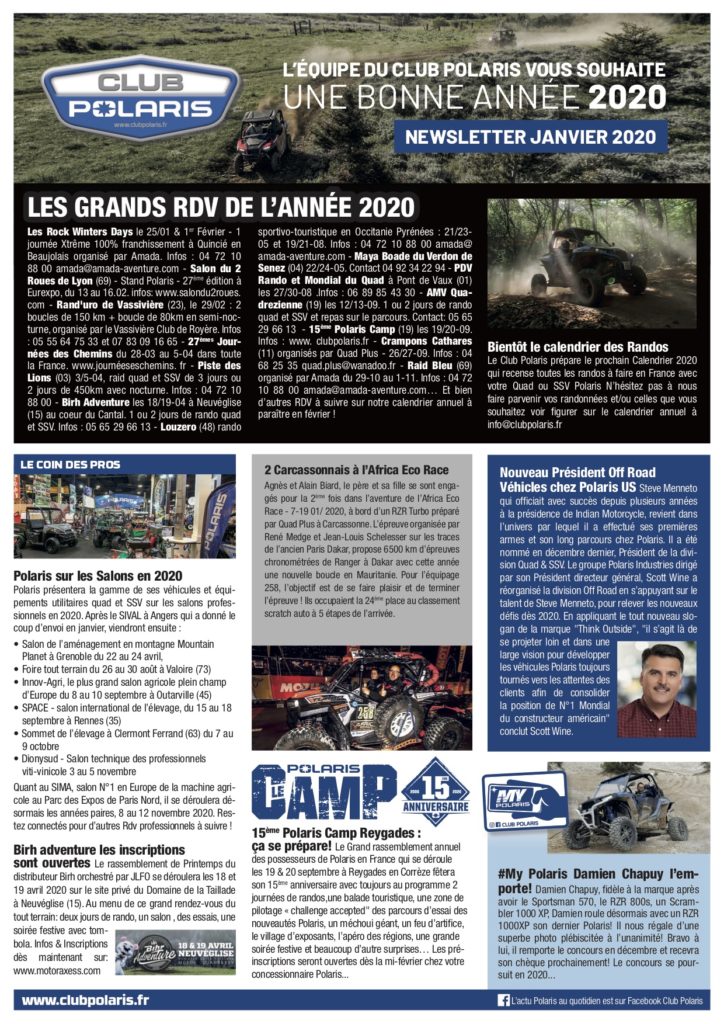 La newsletter de Janvier 2020 est parue